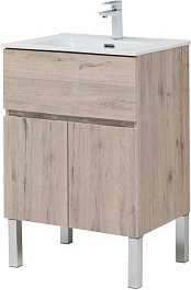 Aquanet Тумба с раковиной Алвита New 60 1 ящик 2 дверцы дуб веллингтон белый – фотография-4